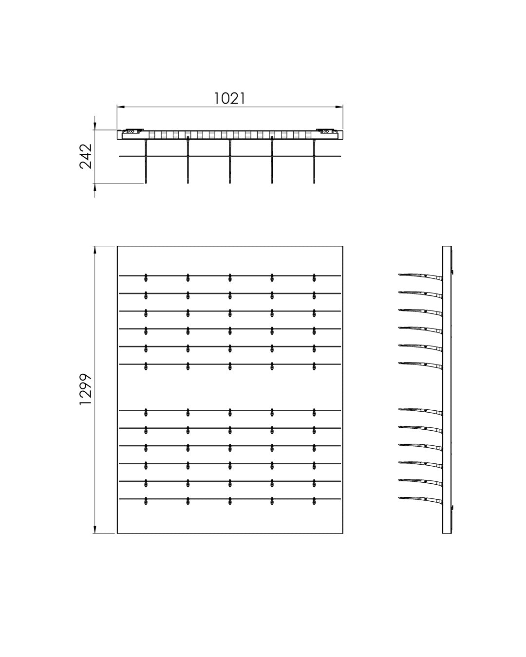 Panel with spectacle holders Dimensions
