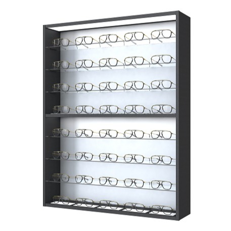 Top Vision Instore CARRÉ BRILLENSCHRANK WAND MIT GLASBÖDEN