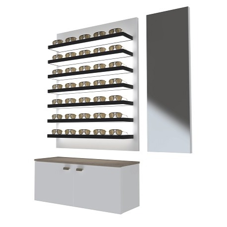 Top Vision Instore CARRÉ BRILLENSCHRANK WAND MIT GLASBÖDEN