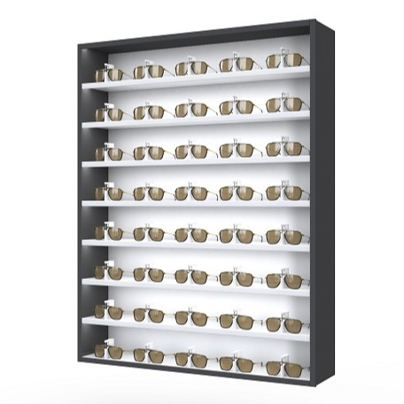 Top Vision Instore CARRÉ BRILLENSCHRANK WAND MIT GLASBÖDEN