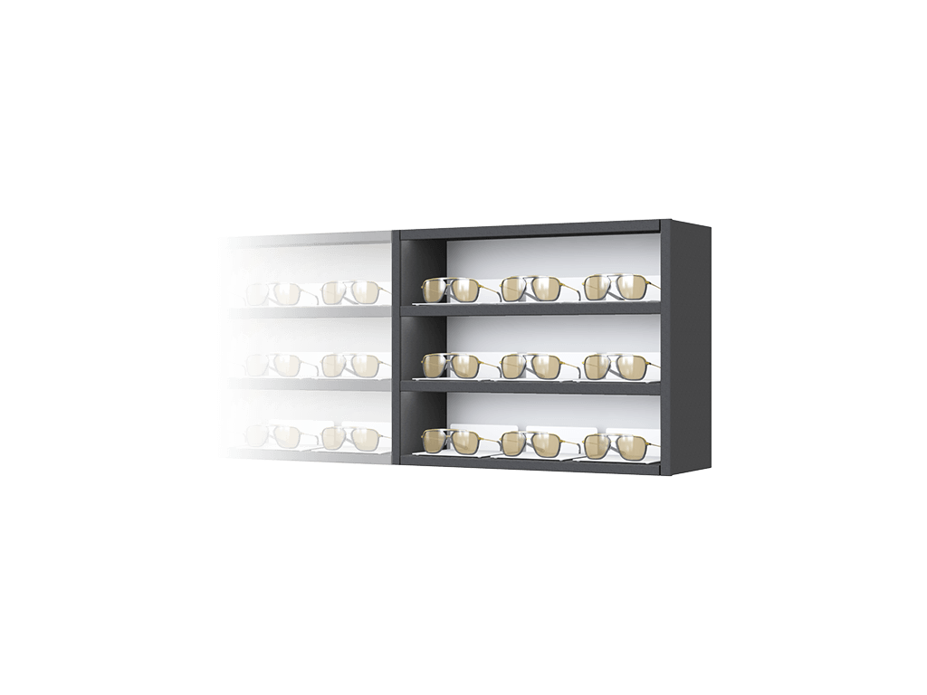 [CS.3x3.BL.TW-R] Carré with steel LED-shelves (50cm (3 shelves), 64cm, Black (9005), Right)