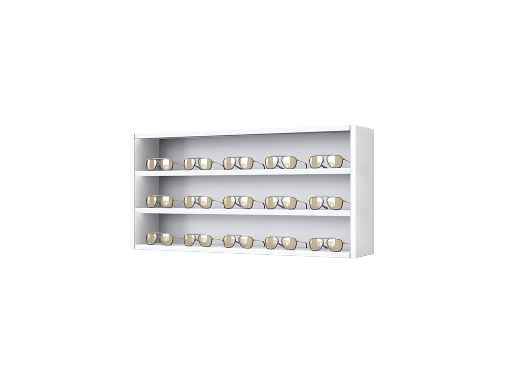 [CS.3x5.TW.TW-S] Carré avec étagères LED en acier (​50cm (3 étagères), 102cm, Blanc (9016), Seul)