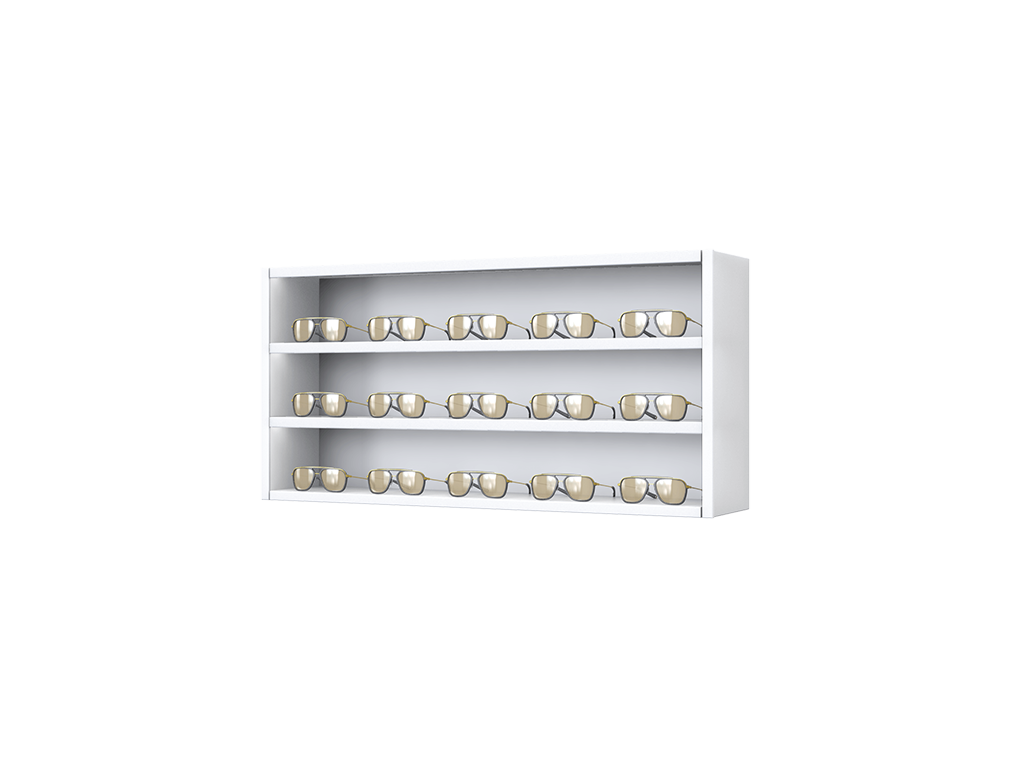 [CS.3x5.TW.TW-S] Carré with steel LED-shelves (50cm (3 shelves), 102cm, White (9016), Single)