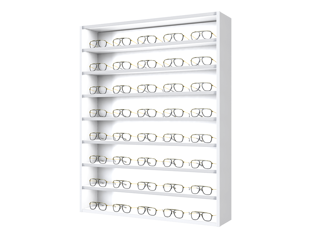 [CS.8x5.TW.TW-S] Carré with steel LED-shelves (130cm (8 shelves), 102cm, White (9016), Single)