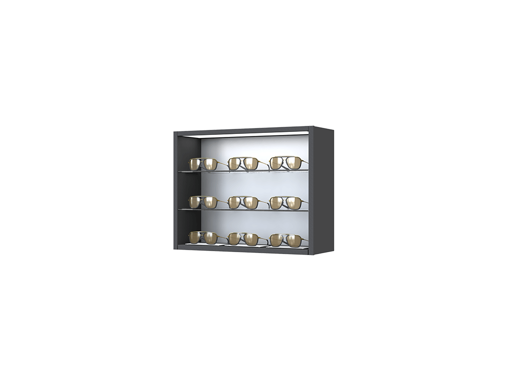 [CG.3x3.BL.TW-S] Carré with glass shelves (50cm (3 shelves), 64cm, Black (9005), Single)