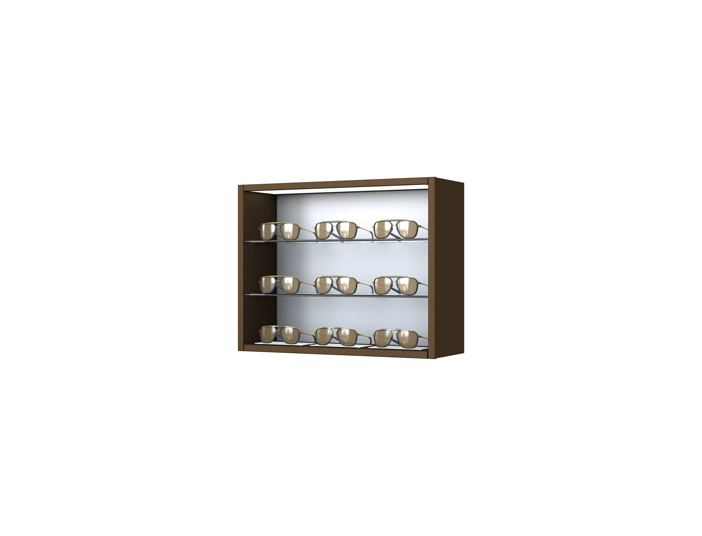 [CG.3x3.TR.TW-S] Carré with glass shelves (50cm (3 shelves), 64cm, Brown (8011), Single)