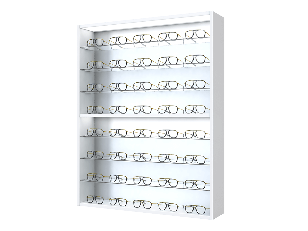 [CG.8x5.TW.TW-S] Carré with glass shelves (130cm (8 shelves), 102cm, White (9016), Single)