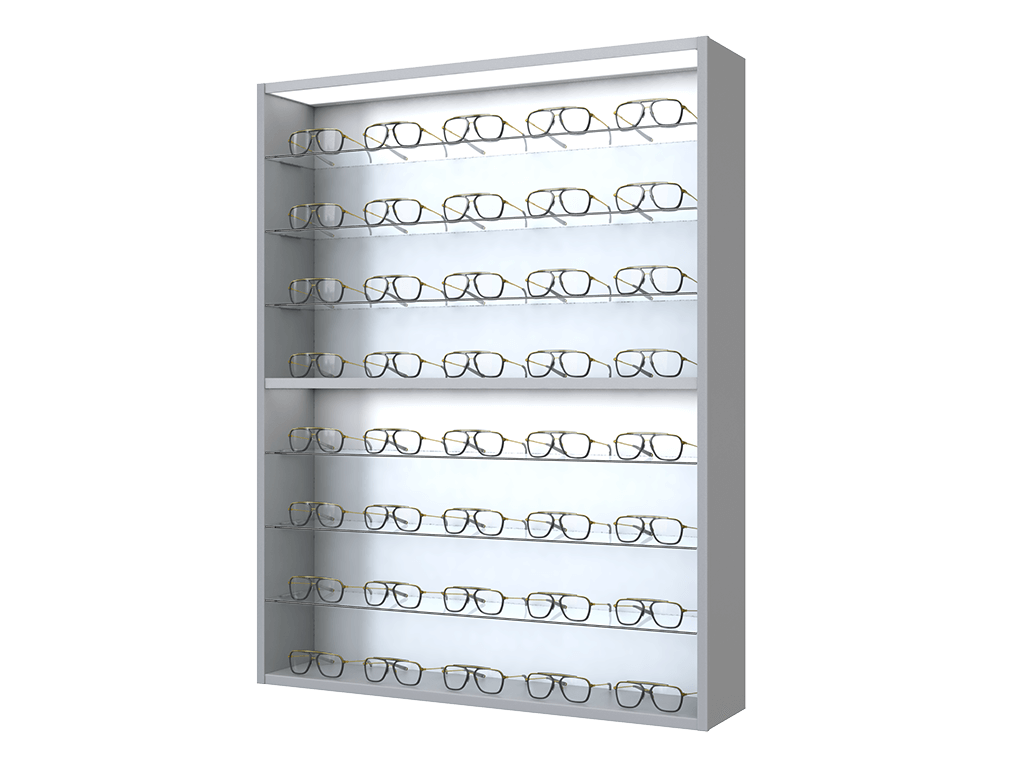 [CG.8x5.WG.TW-S] Carré mit Glasböden (130cm (8 Regale), 102cm, Grau (7040), Einzel)