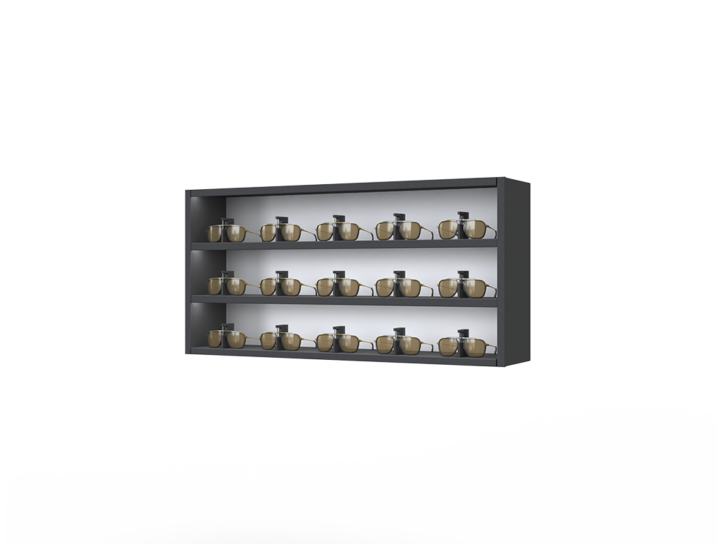 [CSR.3x5.BL-B.TW-S] Carré One with remote-lockable steel LED-shelves (50cm (3 shelves), Black, Black (9005), Single)