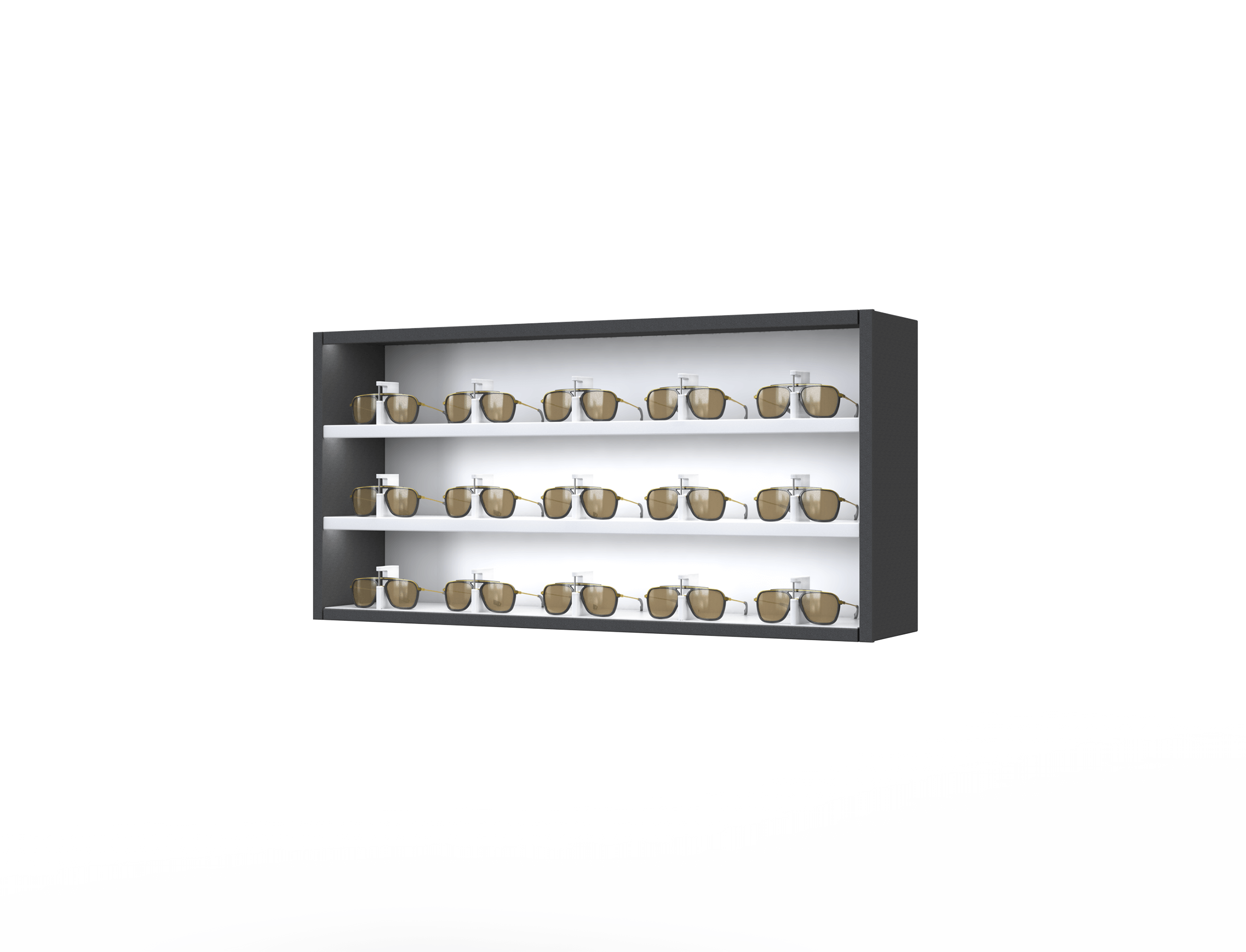 [CSR.3x5.BL-TW.TW-S] Carré One with remote-lockable steel LED-shelves (50cm (3 shelves), White, Black (9005), Single)